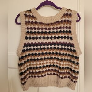 Grade & Gather Striped Knit Sweater Vest Size Small